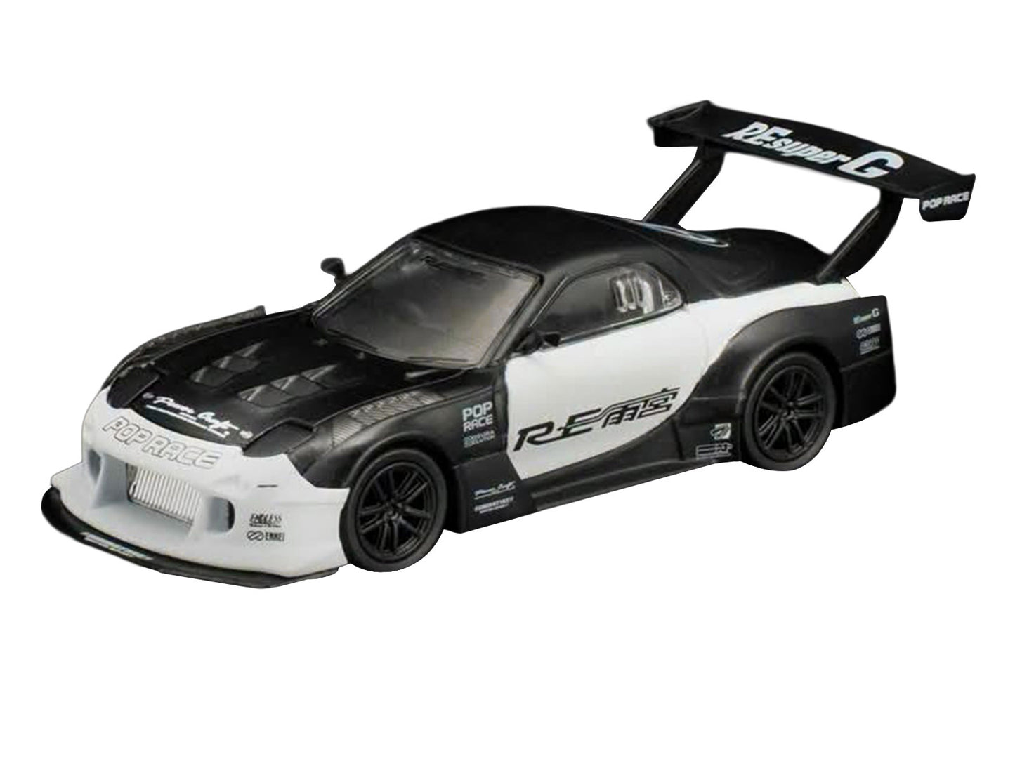 Mazda RX-7 "RE Super G Time Attack" RHD (Right Hand Drive) Black and White "The Model Car Show Malaysia 2026" 1/64 T&y Diecast Model Car by Pop Race