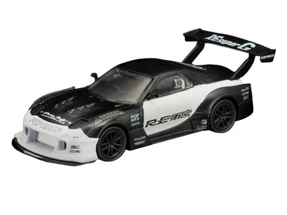 Mazda RX-7 "RE Super G Time Attack" RHD (Right Hand Drive) Black and White "The Model Car Show Malaysia 2026" 1/64 T&y Diecast Model Car by Pop Race