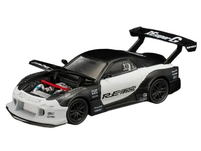 Mazda RX-7 "RE Super G Time Attack" RHD (Right Hand Drive) Black and White "The Model Car Show Malaysia 2026" 1/64 T&y Diecast Model Car by Pop Race