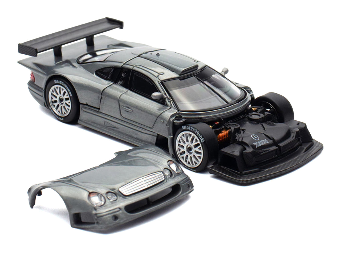 Mercedes-Benz CLK GTR Raw Metal 1/64 Diecast Model Car - Pop Race