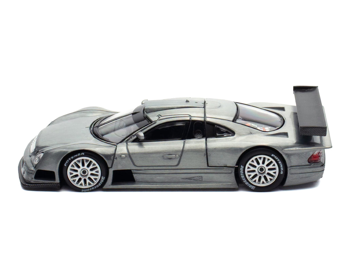 Mercedes-Benz CLK GTR Raw Metal 1/64 Diecast Model Car - Pop Race