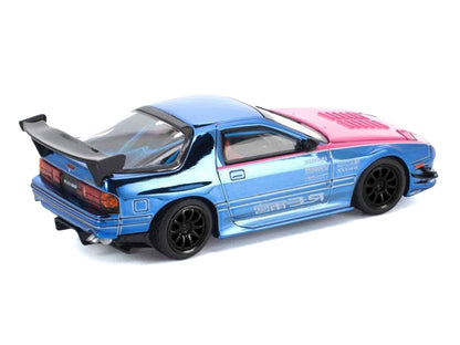 Mazda RX7 (FC3S) RE Amemiya RHD Blue Chrome 1/64 Diecast Model Car - Pop Race