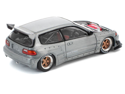 Pandem Civic EG6 RHD (Right Hand Drive) Raw Metal with No Hood 1/64 Diecast Model Car by Pop Race