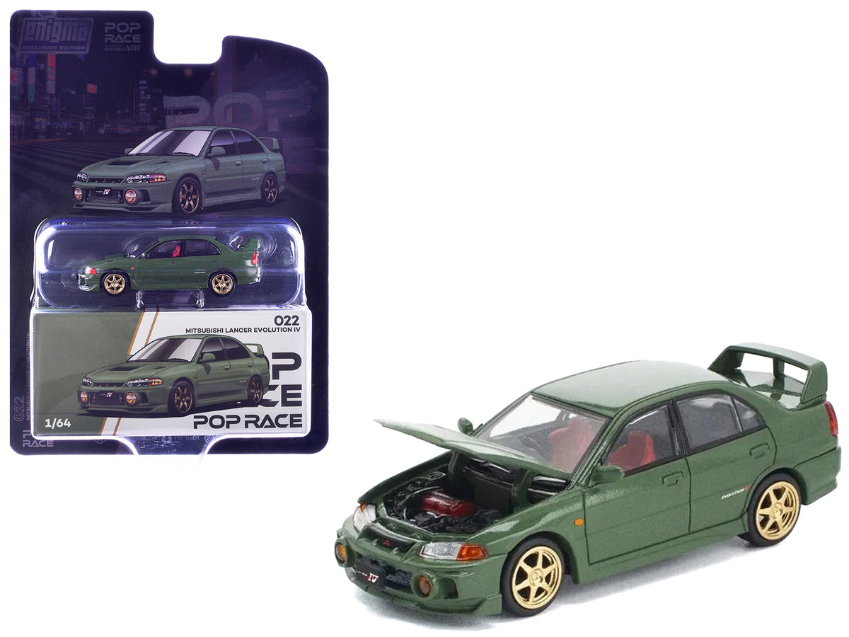 Mitsubishi Lancer Evolution IV RHD Green Red 1/64 Diecast Model Car - Pop Race