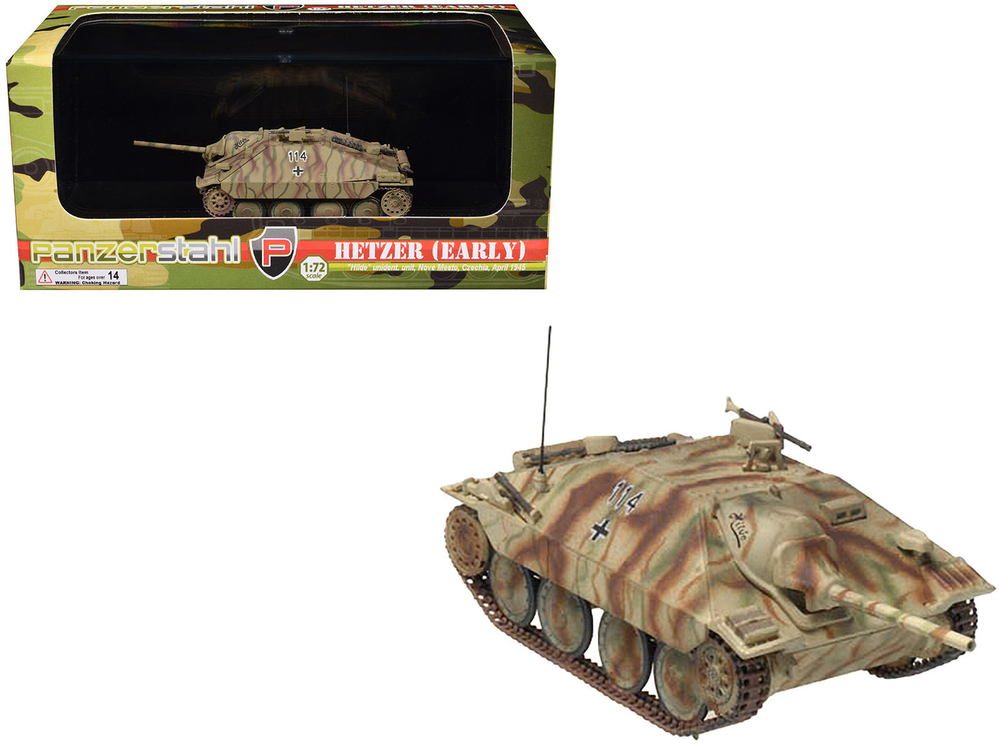Hetzer (Early) Tank Destroyer "#114 Hilde Nove Mesto Czechoslovakia" (1945) German Army 1/72 T&y Diecast Model by Panzerstahl