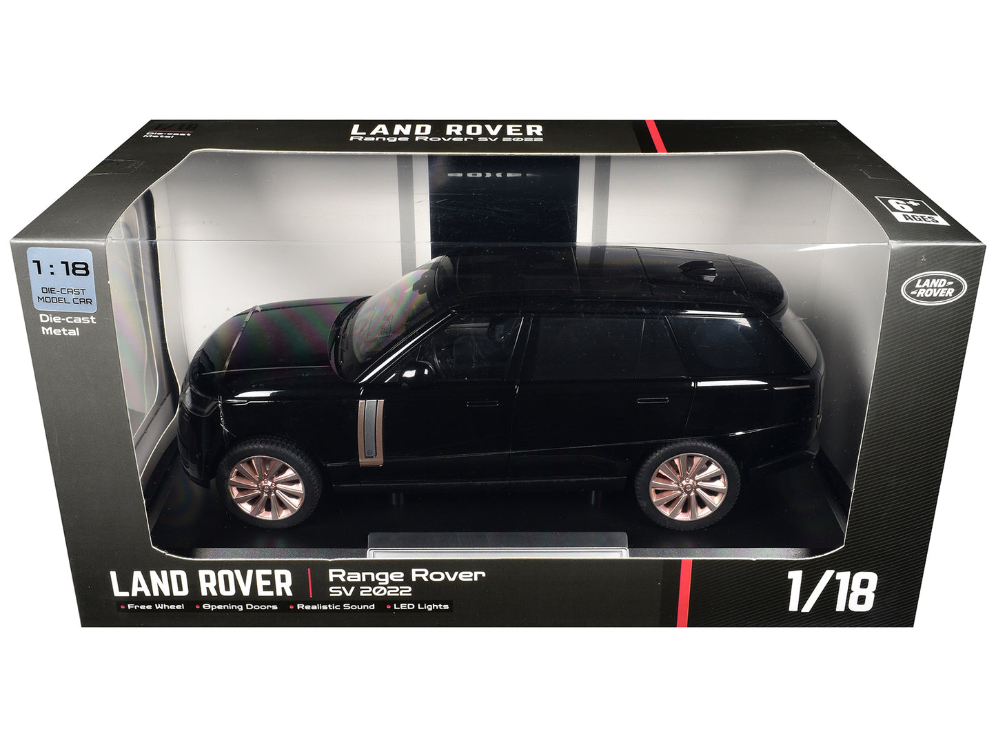2022 Land Rover Range Rover SV Black Metallic with Moonroof 1/18 T&y Diecast Model Car by Heimanba