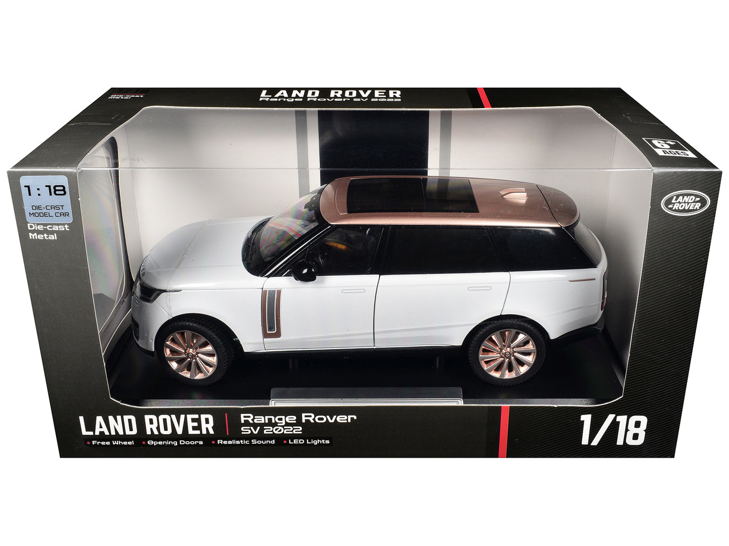 2022 Land Rover Range Rover SV White Metallic with Rose Gold Top and Moonroof 1/18 T&y Diecast Model Car by Heimanba