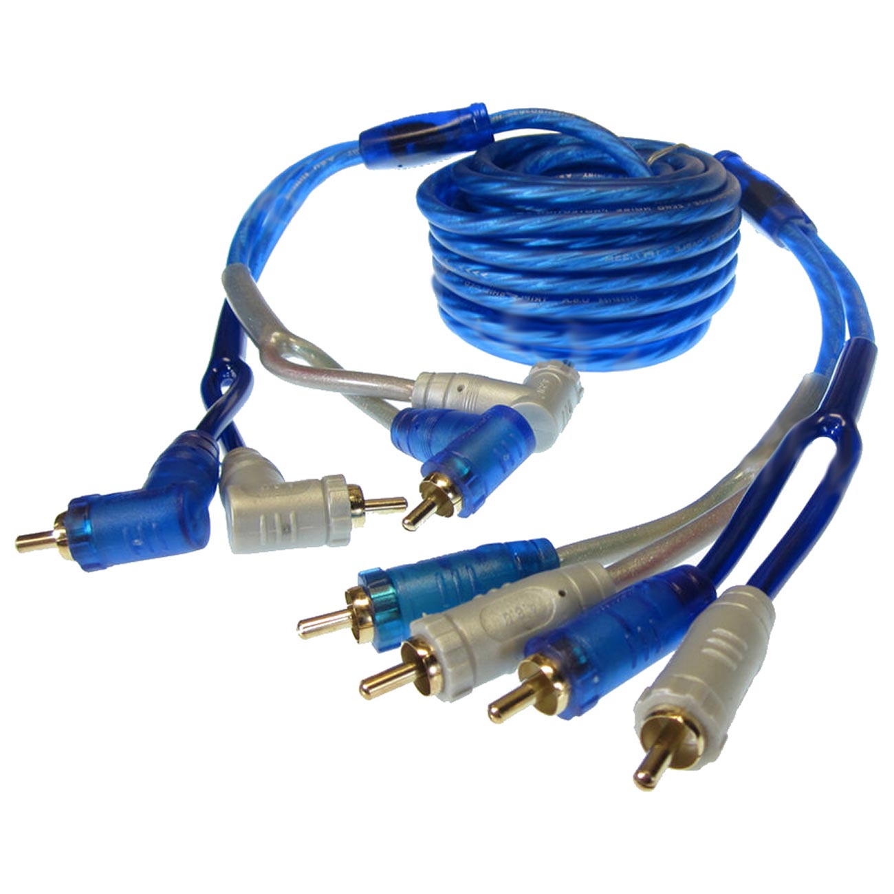 XScorpion 17Ft. 4-Channel Triple Shielded RCA Cable (Blue/Gray)