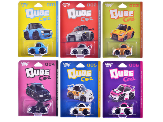 "QubeCarz" Series #1 Set of 6 pieces 1/64 T&y Diecast Model Cars by Mini GT