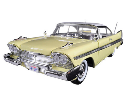 1958 Plymouth Fury "Timeless Classics" Yellow with White Top 1/18 Diecast Model Car by Motormax <h2>1958 Motormax</h2> <p>High-quality perfect for collectors and enthusiasts. Features detailed interio