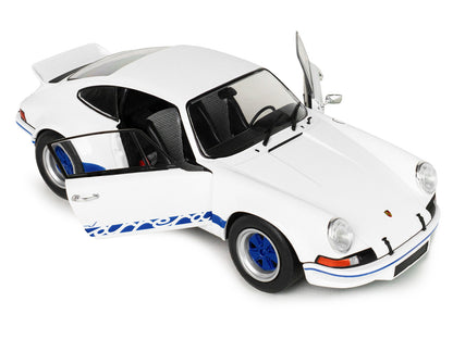 1973 Porsche 911 RSR Carrera White with Blue Stripes 1/18 Diecast Model Car by Solido