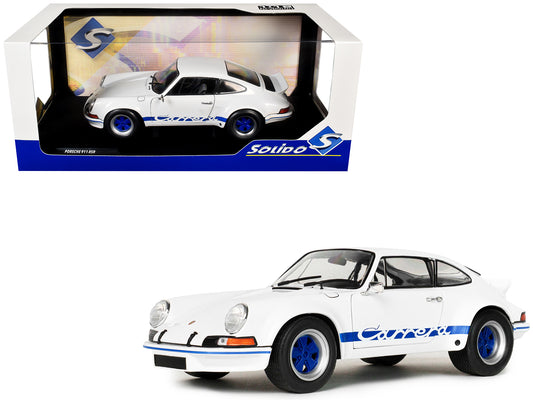 1973 Porsche 911 RSR Carrera White with Blue Stripes 1/18 T&y Diecast Model Car by Solido