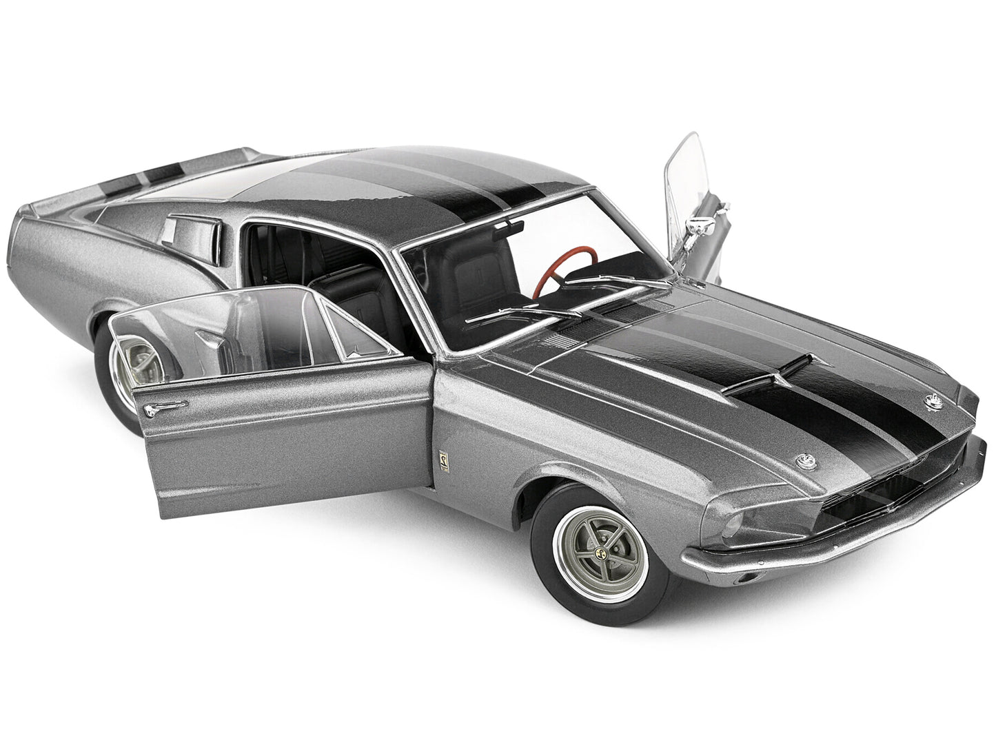 1967 Shelby GT500 Gray Metallic with Black Stripes 1/18 T&y Diecast Model Car by Solido