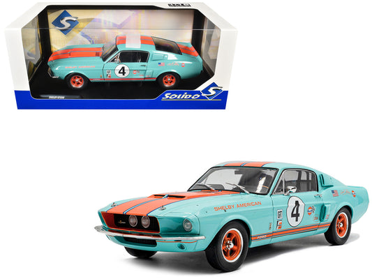 1967 Shelby GT500 #4 "Gulf Racing Tribute" Light Blue with Orange Stripes 1/18 T&y Diecast Model Car by Solido