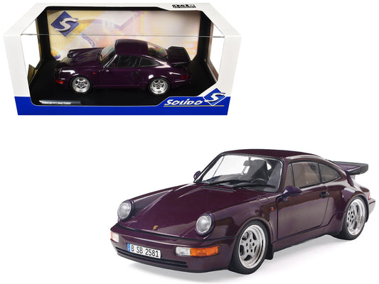 1990 Porsche 911 (964) Turbo Violet Blue Metallic 1/18 T&y Diecast Model Car by Solido