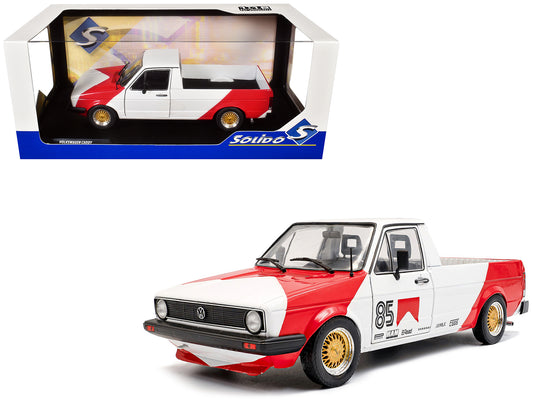 1983 Volkswagen Caddy MK 1 Pickup Truck "Red Cowboy Racing Tribute" White and Red 1/18 T&y Diecast Model Car by Solido