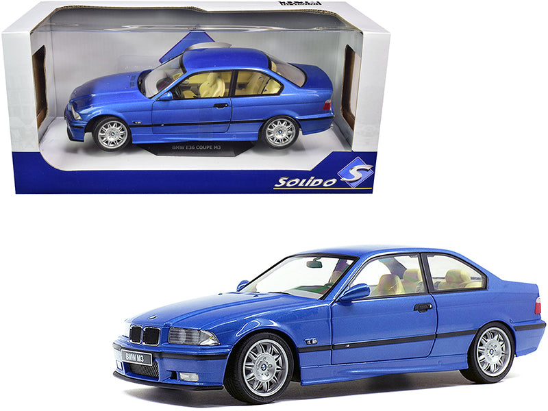 1994 BMW E36 M3 Blue Estoril Metallic 1/18 T&y Diecast Model Car by Solido