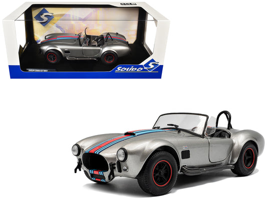 1965 Shelby Cobra 427 MKII "Solido Works M Racing Tribute" Gray Metallic with Stripes 1/18 T&y Diecast Model Car by Solido