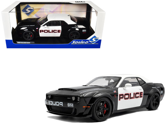 2023 Dodge Challenger Demon "Police" Black and White 1/18 T&y Diecast Model Car by Solido