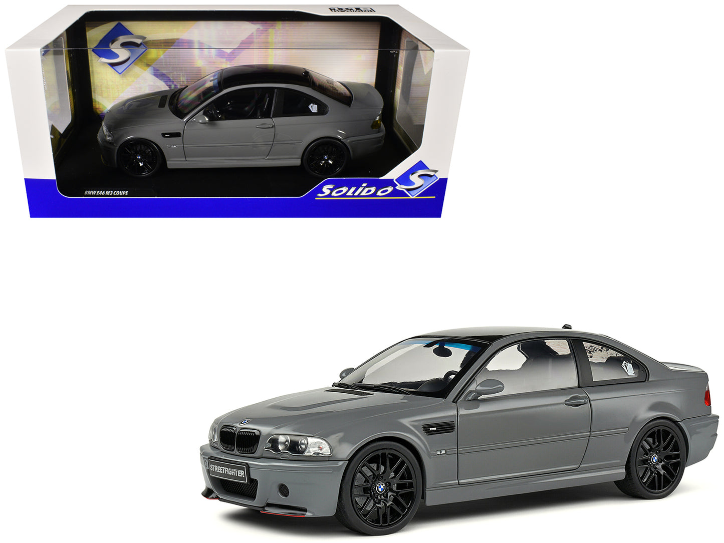 2000 BMW E46 M3 "Streetfighter" Nardo Gray with Black Top 1/18 T&y Diecast Model Car by Solido