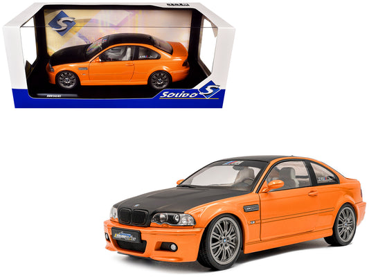 2000 BMW E46 M3 "Solido Works" Orange Metallic with Matt Black Hood and Carbon Top 1/18 T&y Diecast Model Car by Solido