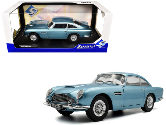 1964 Aston Martin DB5 RHD (Right Hand Drive) Light Blue Metallic 1/18 T&y Diecast Model Car by Solido