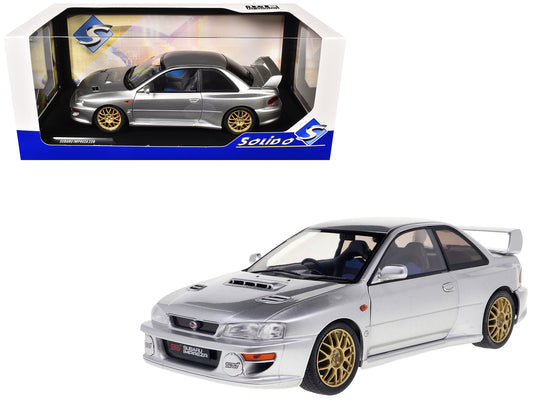 1998 Subaru Impreza 22B RHD (Right Hand Drive) Silver Metallic with Gold Wheels 1/18 T&y Diecast Model Car by Solido