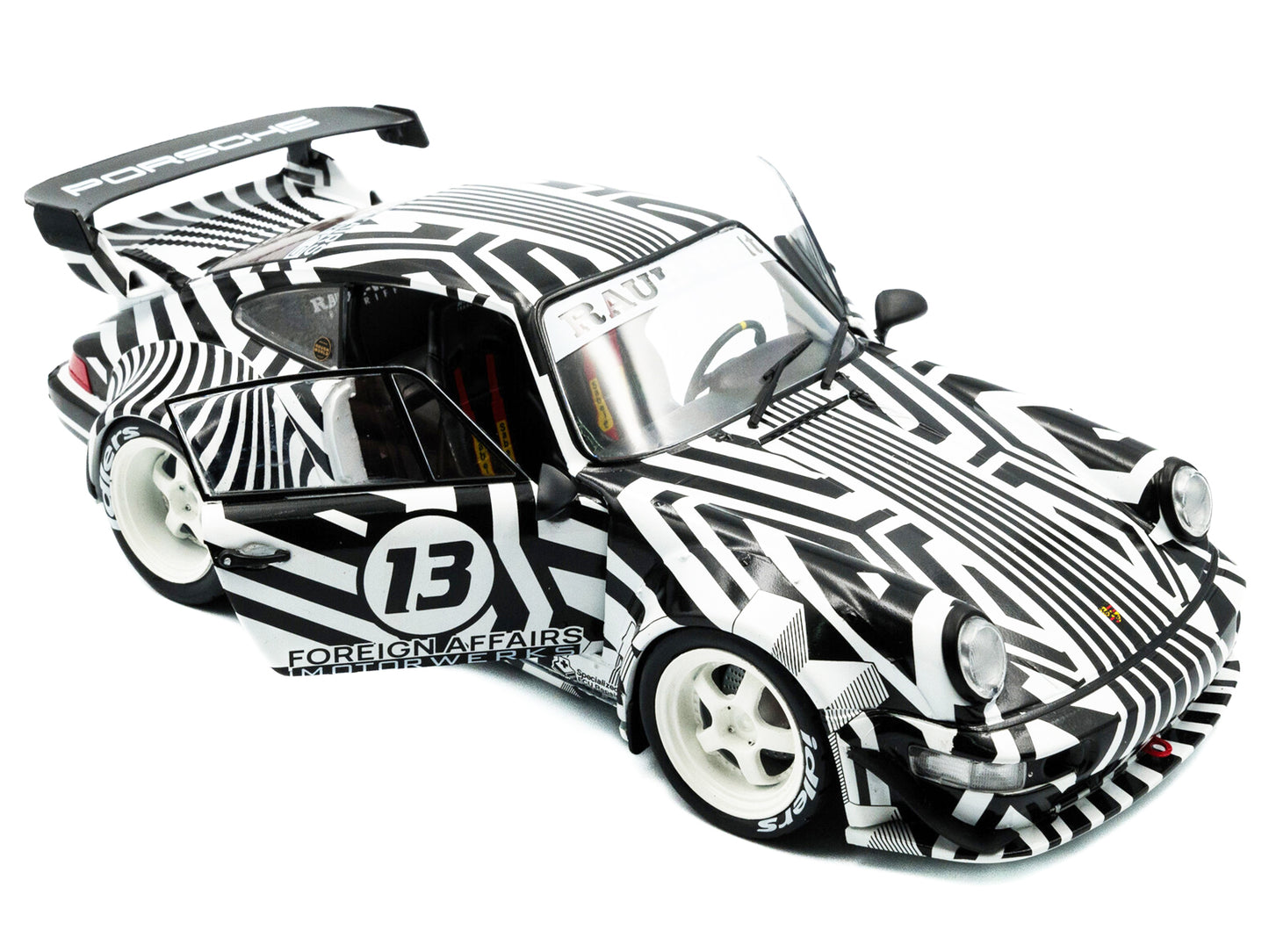 2022 RWB Bodykit #13 "The Zebra" Black and White Striped 1/18 Diecast Model Car by Solido