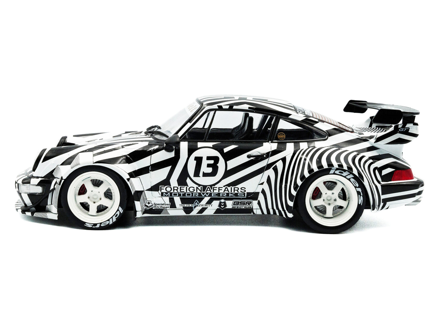 2022 RWB Bodykit #13 "The Zebra" Black and White Striped 1/18 Diecast Model Car by Solido