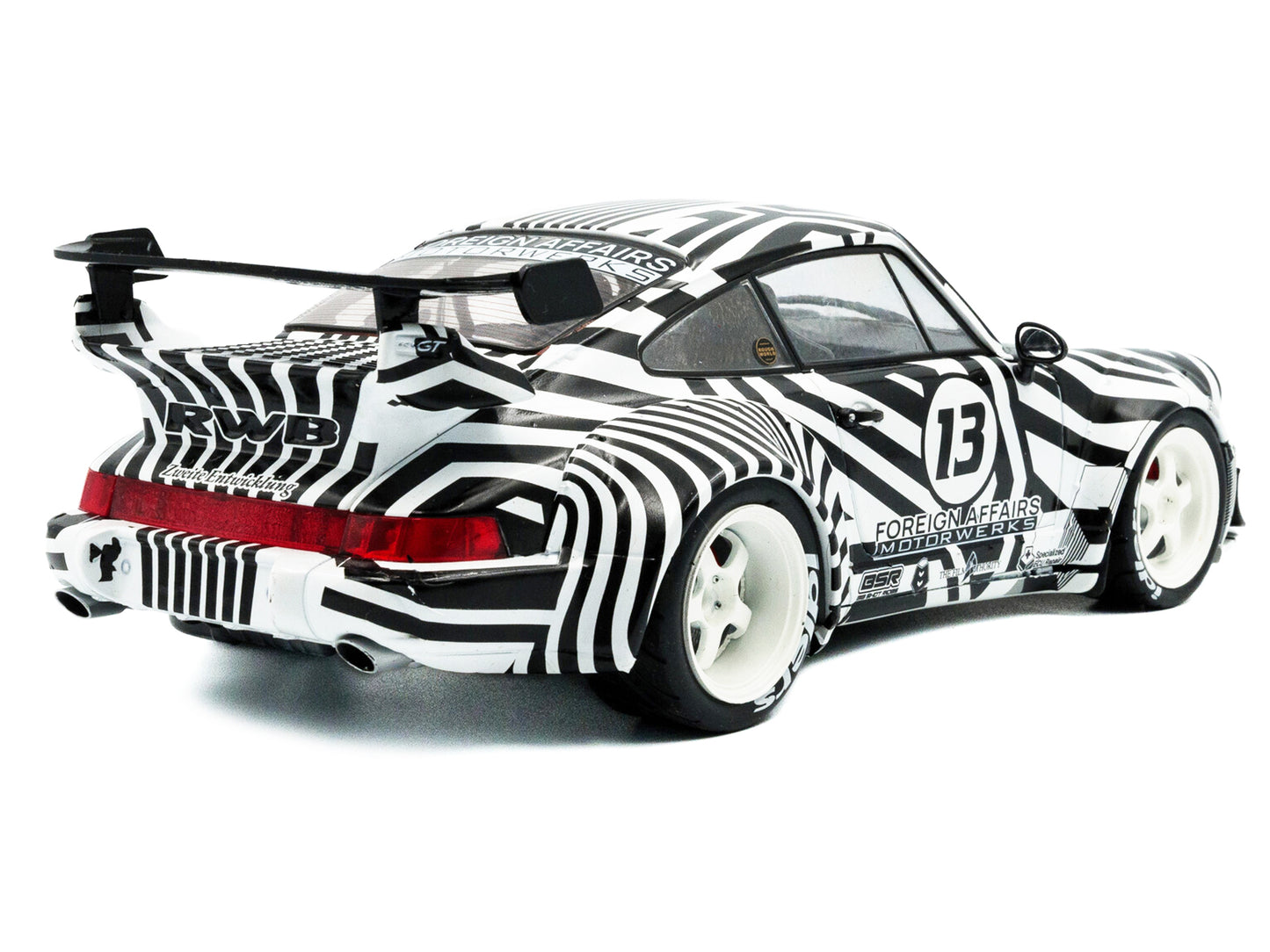 2022 RWB Bodykit #13 "The Zebra" Black and White Striped 1/18 Diecast Model Car by Solido