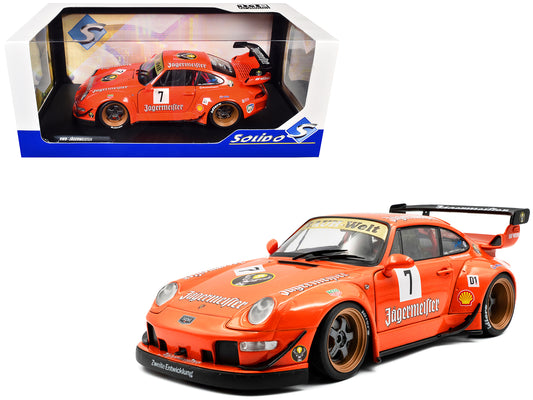 2020 RWB Bodykit #7 "Jagermeister" Orange with Graphics 1/18 T&y Diecast Model Car by Solido