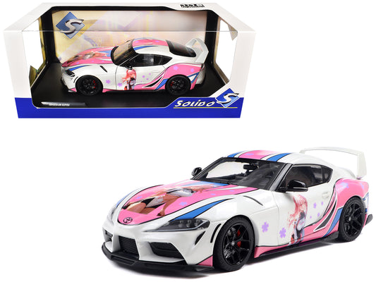 2024 T&yota GR Supra "Itasha" White with Graphics "StreetFighters" 1/18 T&y Diecast Model Car by Solido