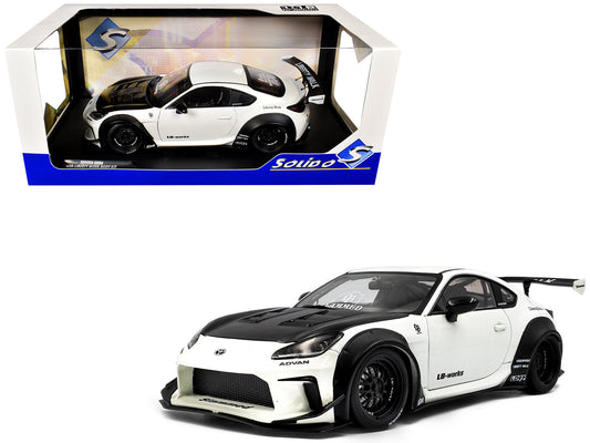 2024 T&yota GR86 LBWK Body Kit RHD (Right Hand Drive) Pearl White with Carbon Hood 1/18 T&y Diecast Model Car by Solido