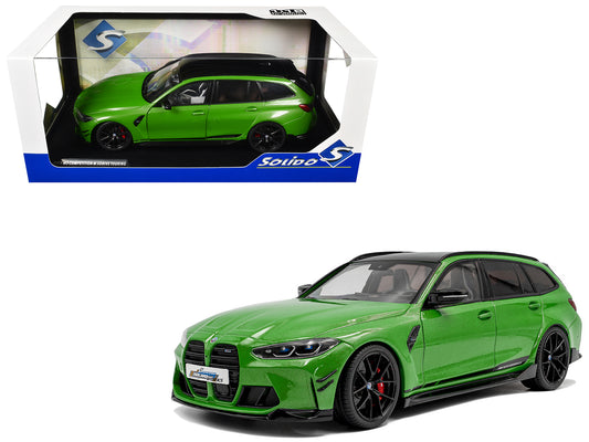 2024 BMW M3 Competition M xDrive Touring Green Metallic with Black Top 1/18 T&y Diecast Model Car by Solido