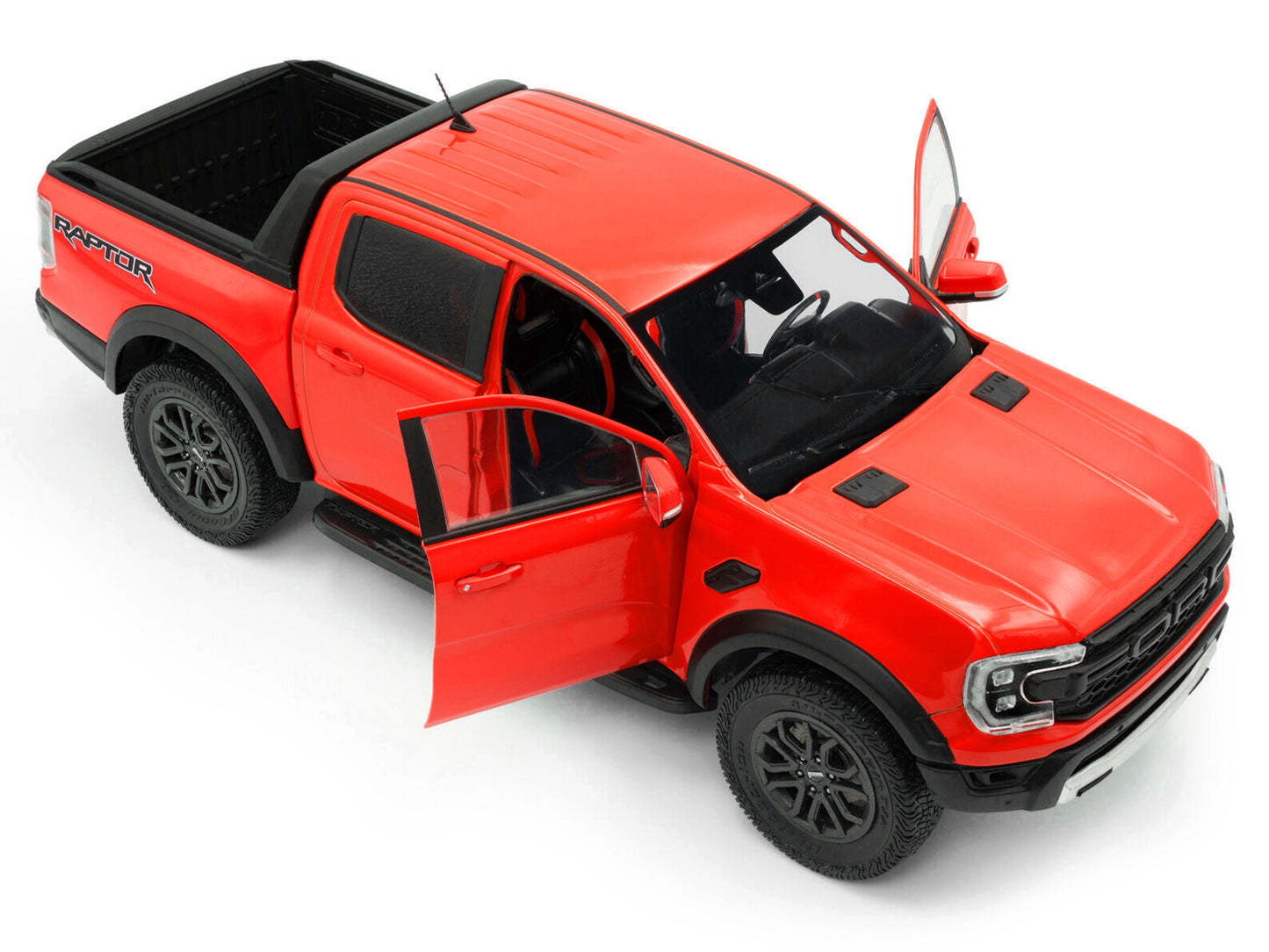 2024 Ford Ranger Raptor Pickup Truck Orange Red 1/18 Diecast Model Car by Solido