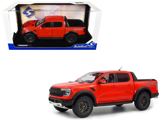 2024 Ford Ranger Raptor Pickup Truck Orange Red 1/18 T&y Diecast Model Car by Solido