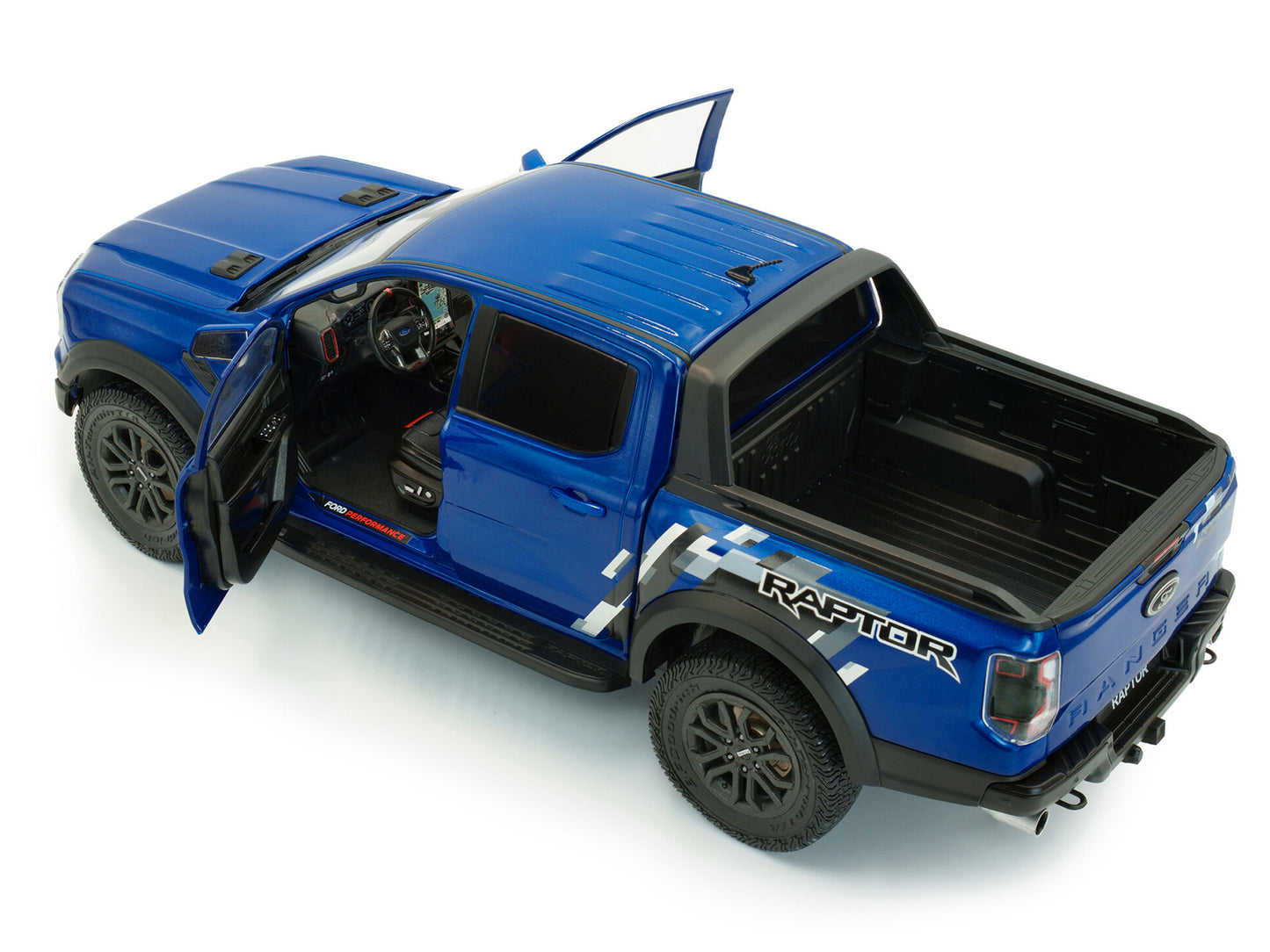 2024 Ford Ranger Raptor Pickup Truck Blue Lightning Metallic 1/18 Diecast Model Car by Solido
