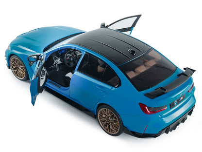 2024 BMW M3 Competition Daytona Beach Blue with Carbon Top 1/18 Diecast Model Car by Solido