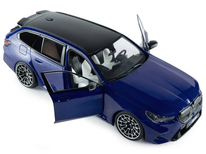 2025 BMW M5 Touring Marina Bay Blue Metallic with Black Top 1/18 Diecast Model Car by Solido