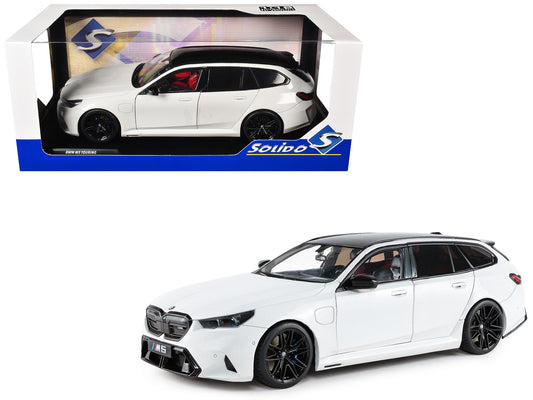 2025 BMW M5 Touring Alpine White with Black Top 1/18 T&y Diecast Model Car by Solido