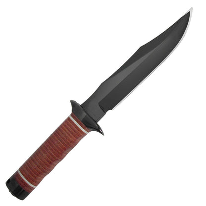 SOG Bowie 2.0 Knife 6.4" Black TiNi Blade Leather Handles