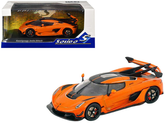 Koenigsegg Jesko Attack Tang Orange Metallic with Black Stripes 1/43 T&y Diecast Model Car by Solido