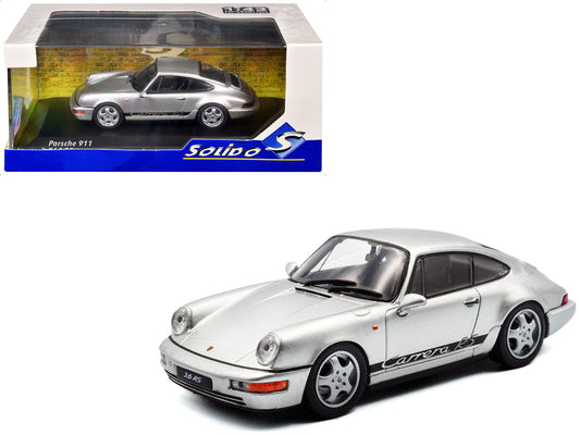 1994 Porsche 911 (964) RS Silver Metallic with Black Stripes 1/43 T&y Diecast Model Car by Solido