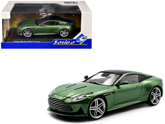 2023 Aston Martin DB12 Coupe Iridescent Emerald Metallic with Black Top 1/43 T&y Diecast Model Car by Solido