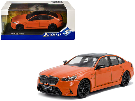 2024 BMW M5 Sedan Fire Orange III with Black Top 1/43 T&y Diecast Model Car by Solido
