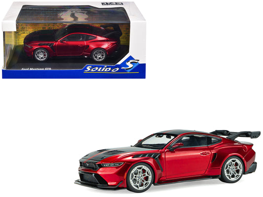 2025 Ford Mustang GTD Chroma Flame Red Metallic with Black Stripes 1/43 T&y Diecast Model Car by Solido