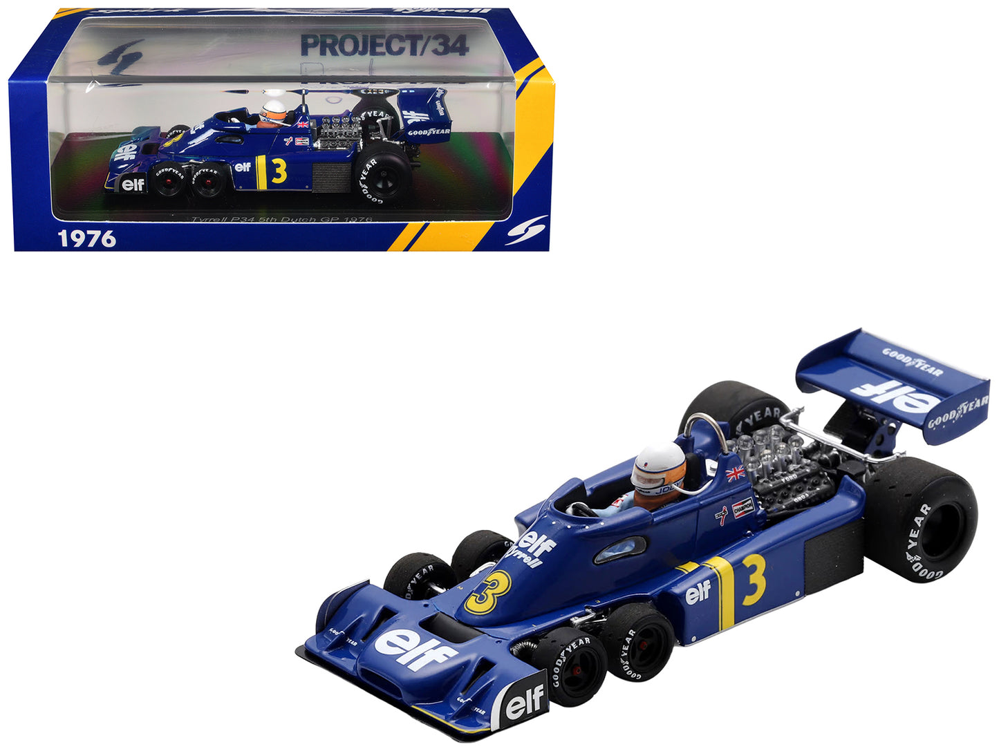 Tyrrell P34 #3 Jody Scheckter Formula One F1 "Dutch GP" (1976) with Driver 1/43 Model Car by Spark T&y