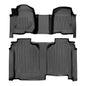 Smartliner Floor Liners Front/2nd Row 2019-2025 Silverado Crew Cab with Transmission Hump (Black)