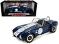 1965 Shelby Cobra 427 S/C Dark Blue Metallic with White Stripes with Printed Carroll Shelby's Signature on the Trunk 1/18 Diecast Model Car by Shelby Collectibles