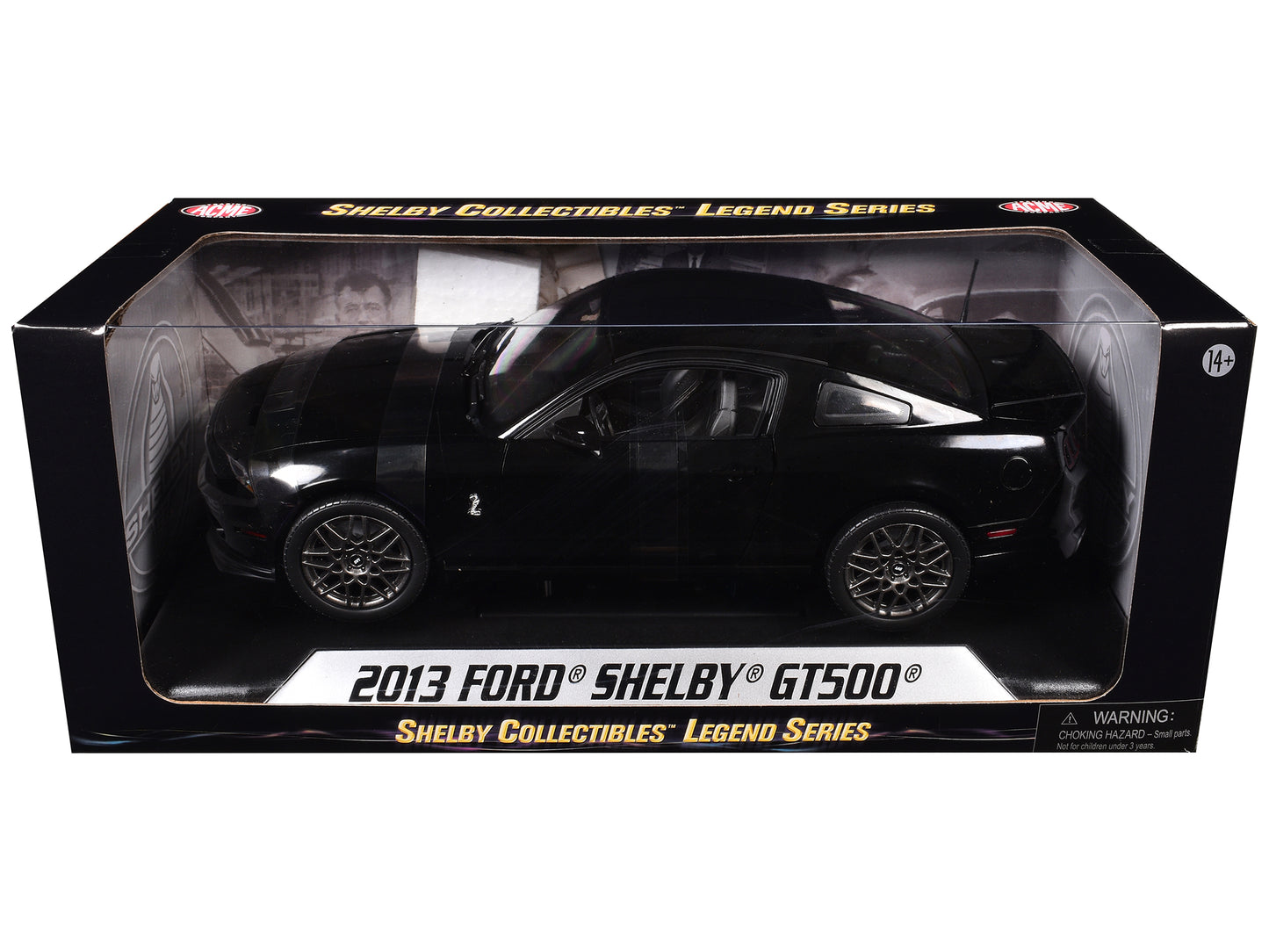 2013 Ford Shelby Mustang Cobra GT500 SVT Black with Black Stripes 1/18 Diecast Car Model by Shelby Collectibles